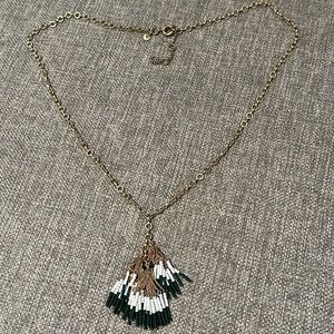 J Crew - Green White Gold tassel necklace Beautiful!